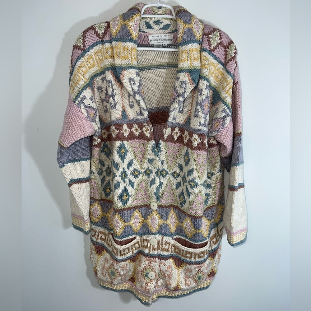 Vintage jennifer & company Multicolor Patterned Women's Sweater XL